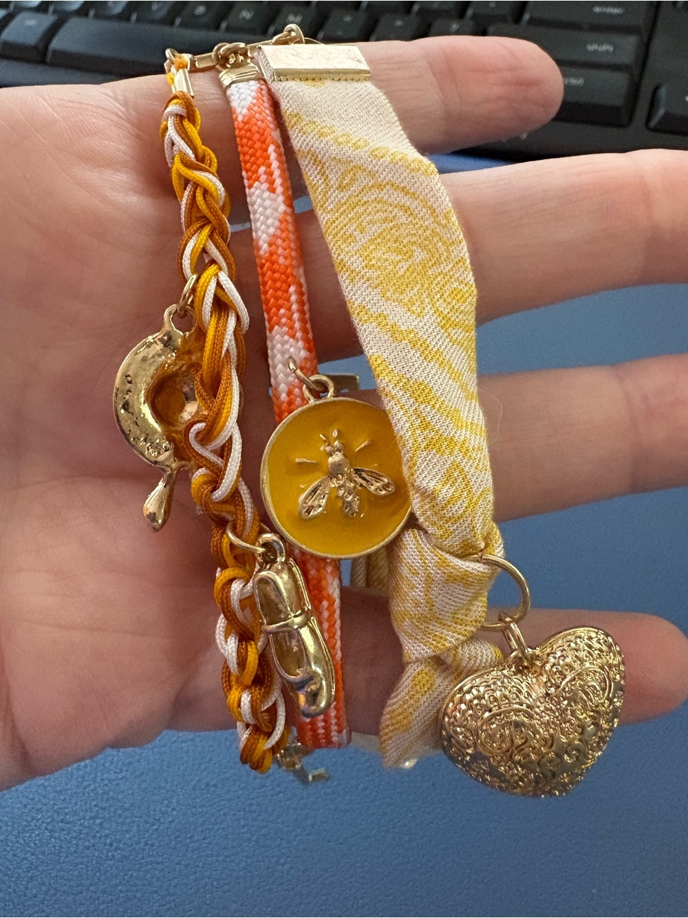 Free People NWT High Noon Orange Yellow Charm Adjustable Anklet Beach Boho - Picture 5 of 7
